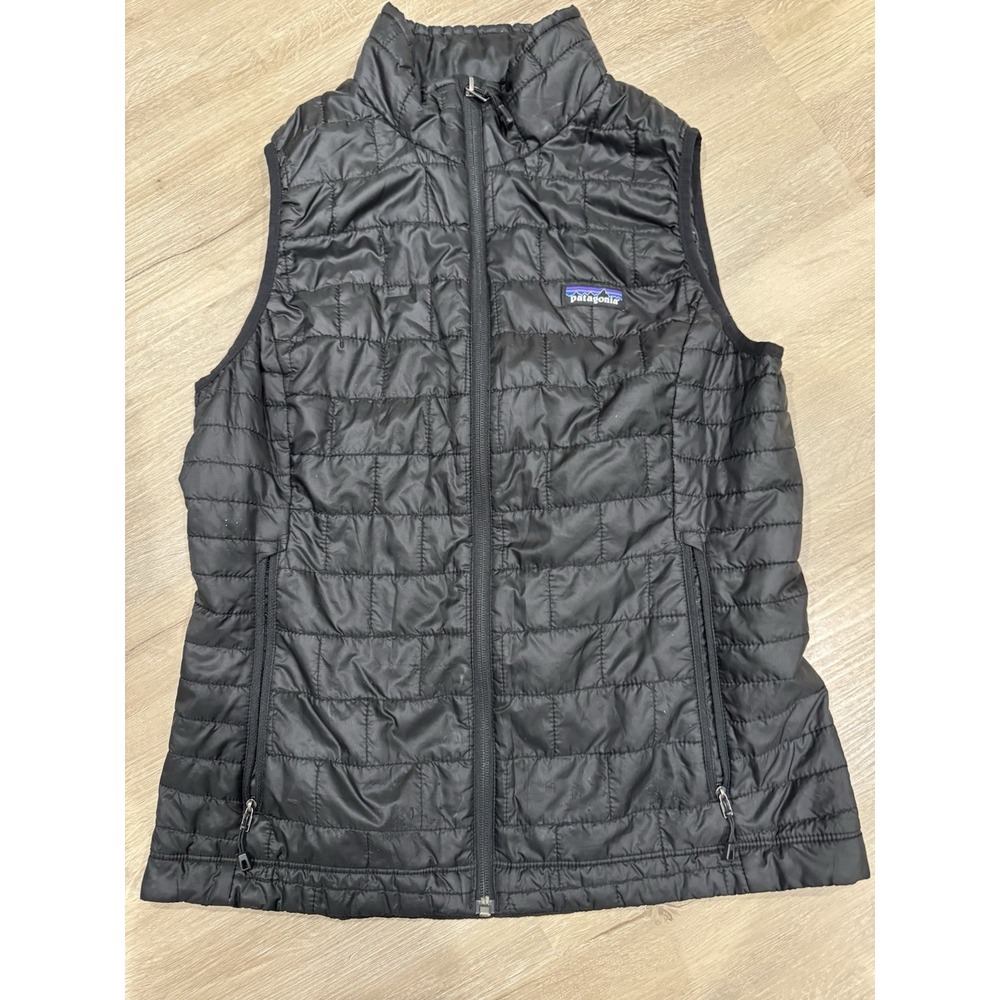 Women's Size Medium Patagonia Nano Puff Insulated Vest Full Zip Black Jacket